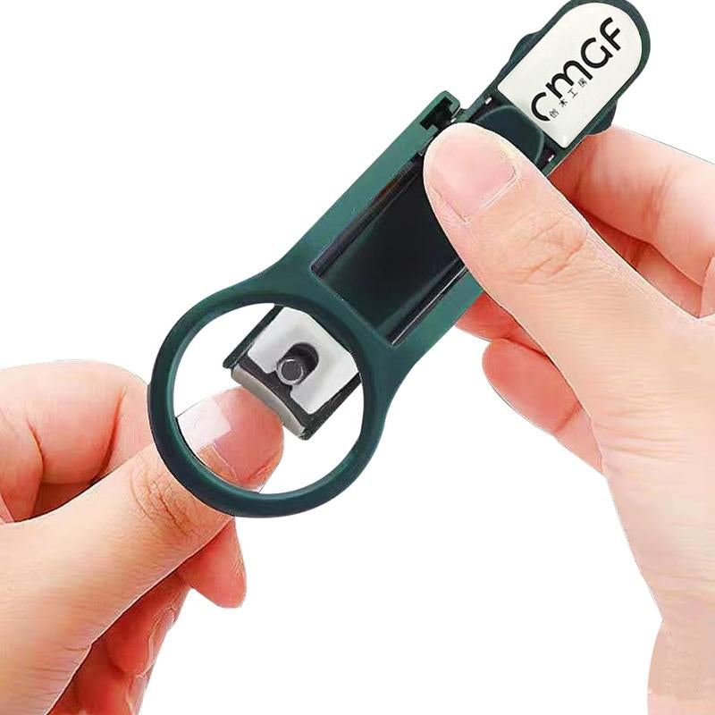 Nail Clipper with Magnifying Glass-3X Magnifier for Precise and Safe Trimming,Sharp Blades for Hard Nails,Splash-Proof Design,Gift for Parents and Low-Vision Users Manicure