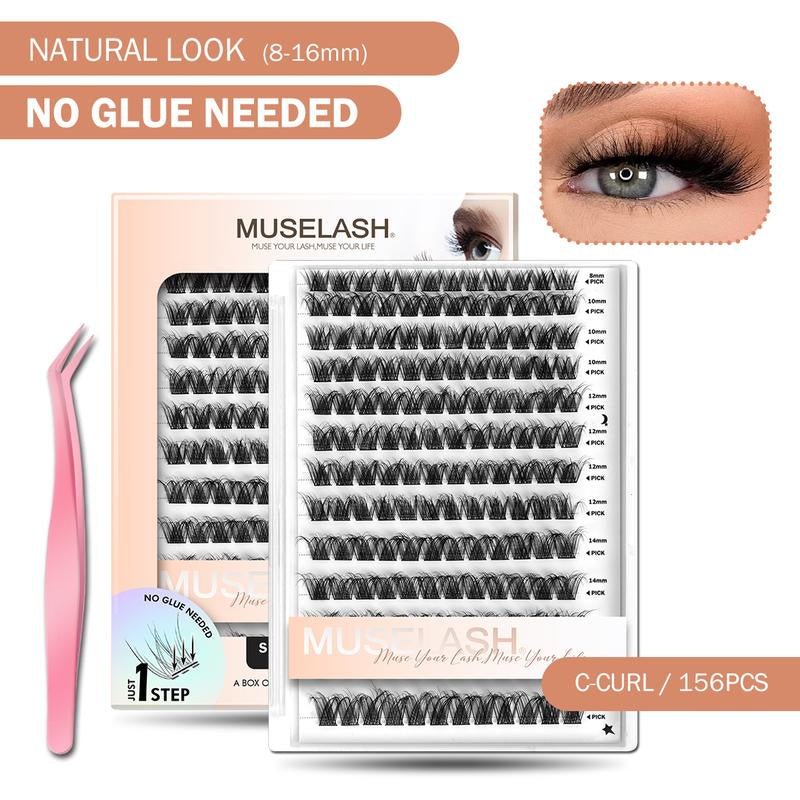 Muselash Self-Adhesive Lash Kit - No Glue Needed, Free of Irritants, Reusable, Mixed Length 6-16Mm, Premium Korean Materials, Easy Application, Cruelty-Free & Vegan