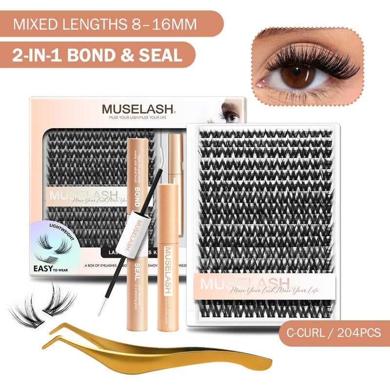 Muselash Self-Adhesive Lash Kit - No Glue Needed, Free of Irritants, Reusable, Mixed Length 6-16Mm, Premium Korean Materials, Easy Application, Cruelty-Free & Vegan