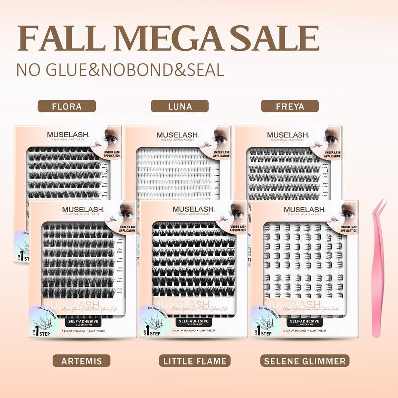 Muselash Self-Adhesive Lash Kit - No Glue Needed, Free of Irritants, Reusable, Mixed Length 6-16Mm, Premium Korean Materials, Easy Application, Cruelty-Free & Vegan