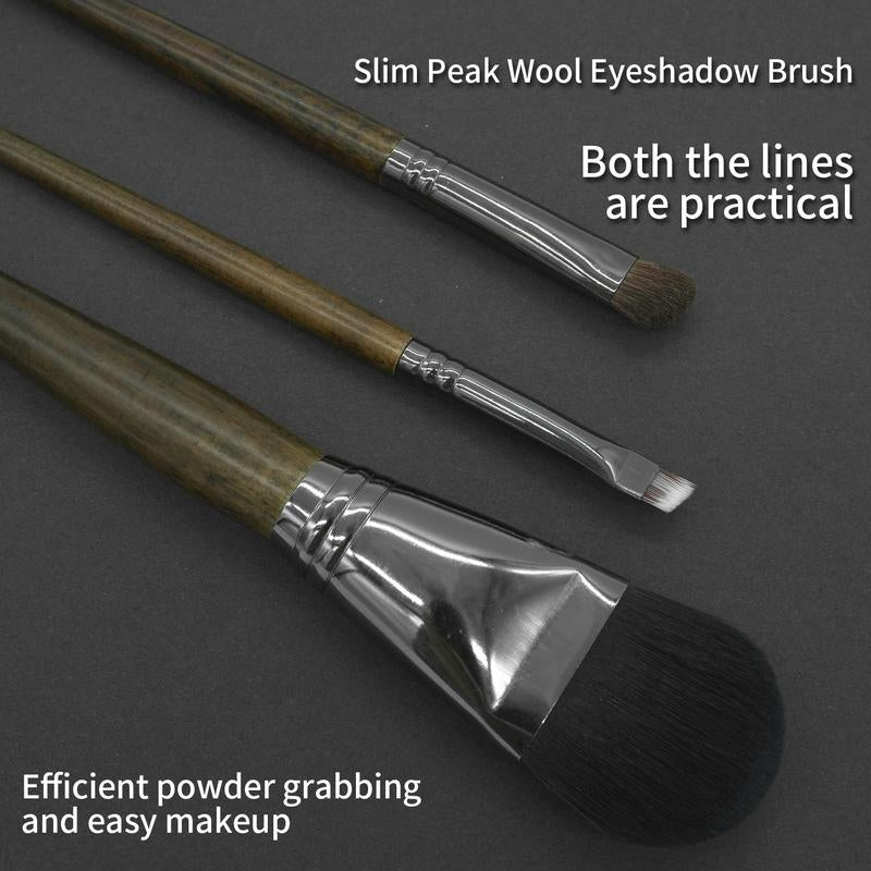 3Pc Slim Peak Wool Eyeshadow Brush Set Soft, Portable & Beginner-Friendly Professional Makeup Tools