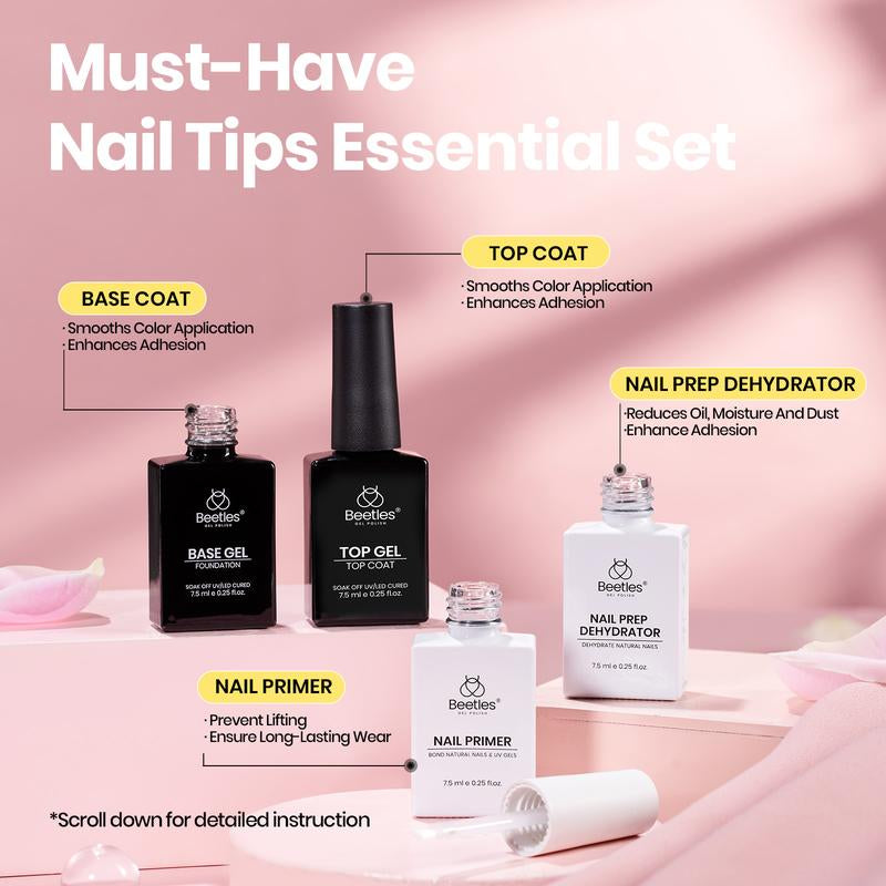 Beetles Tipex Pre-Building Instant Apex Nail Tips Kit – Square Stiletto Almond Coffin, 224PCS in 16 Sizes | Pre-Etched, Thick Full Cover Acrylic Tips with Nail Glue, Base & Top Coat, Nail Prep Kit, Mini UV Lamp Manicure Art DIY Gift for Women