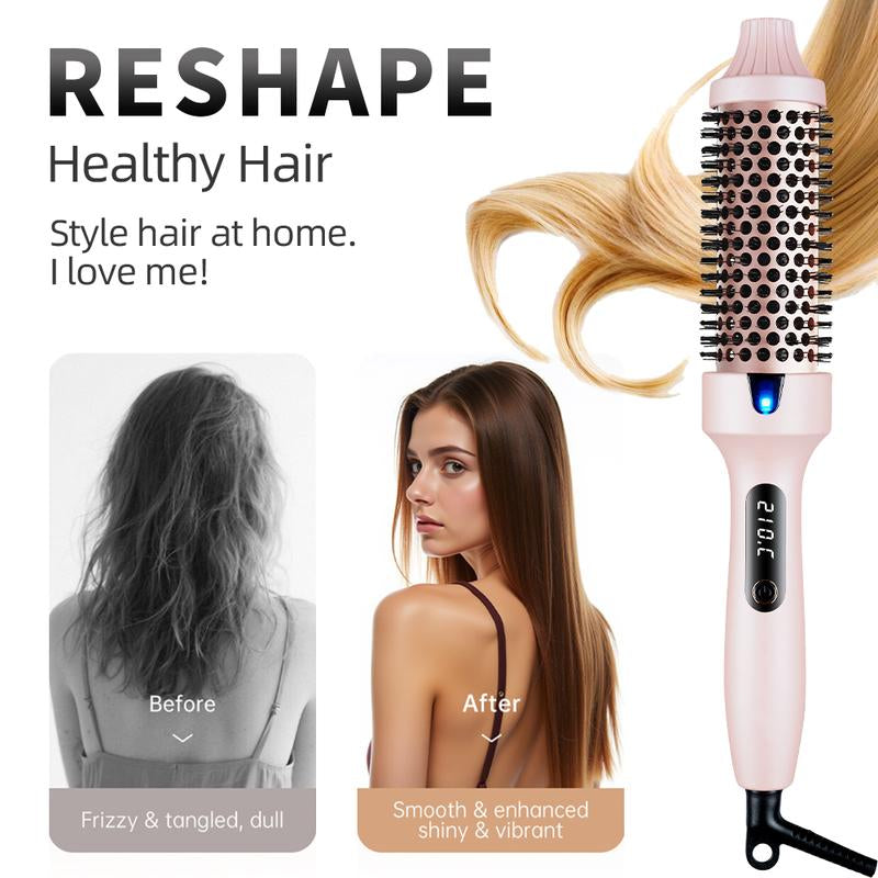 Buetuys 3-In-1 Rotating Curling Iron Brush with LED Display & Ionic Technology - 1.5" Barrel for All Types Auto-Spin Curler Thermal Brush-Pink Straightener Curler Curling Irons Styling Tools Diffuser Curly Crimper Anti-Frizz Sheglam Hair Curl