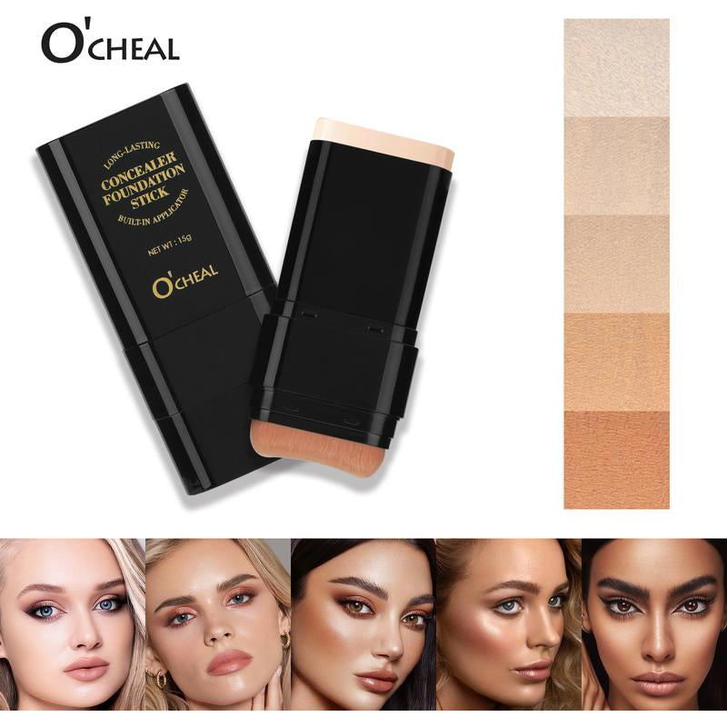 O'CHEAL Concealer & Stick,1 Box Waterproof Radiant Concealer & ,Hydrating Flawless Coverage Makeup Tool for Women & Girls, Cosmetic, Moisturizing Solid , Long Wearing Water Proof Makeup, Moisture Lite Serum Boosted Permanent Foundation
