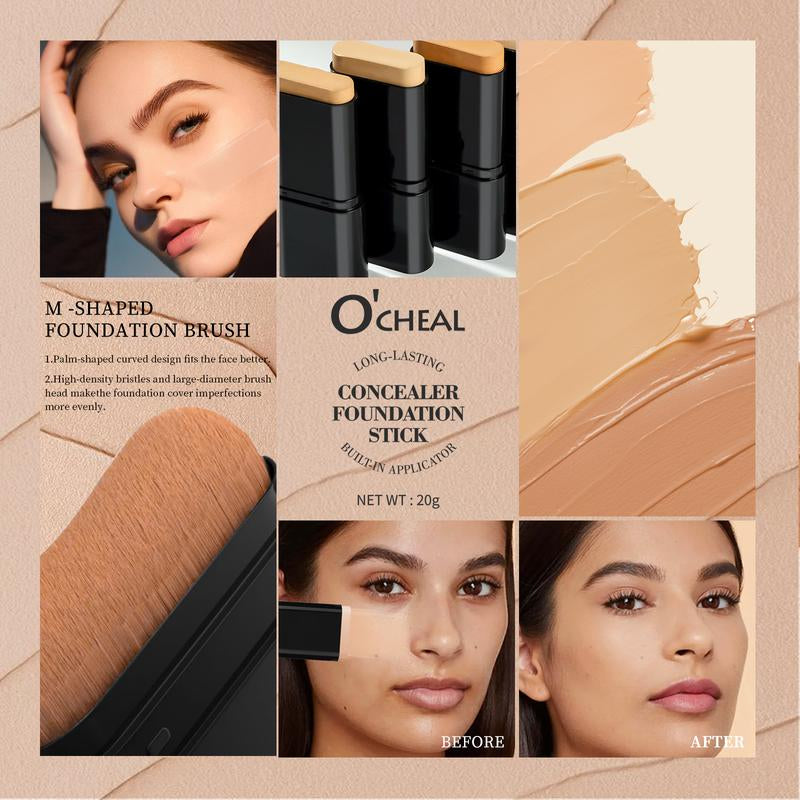 O'CHEAL Concealer & Stick,1 Box Waterproof Radiant Concealer & ,Hydrating Flawless Coverage Makeup Tool for Women & Girls, Cosmetic, Moisturizing Solid , Long Wearing Water Proof Makeup, Moisture Lite Serum Boosted Permanent Foundation