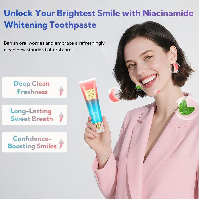 Whitening Niacinamide Toothpaste - Peach Mint Flavor | Vegan, Fluoride-Free, Antiplaque & Fresh Breath | Oral Hygiene Essentials Daily Intensive