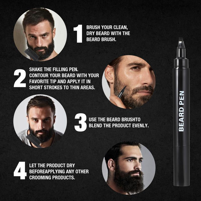 Lopeie Beard Pencil Filler for Men – Waterproof Beard Pen & Brush for Natural Look, Mustache Repair & Beard Enhancer (Black)