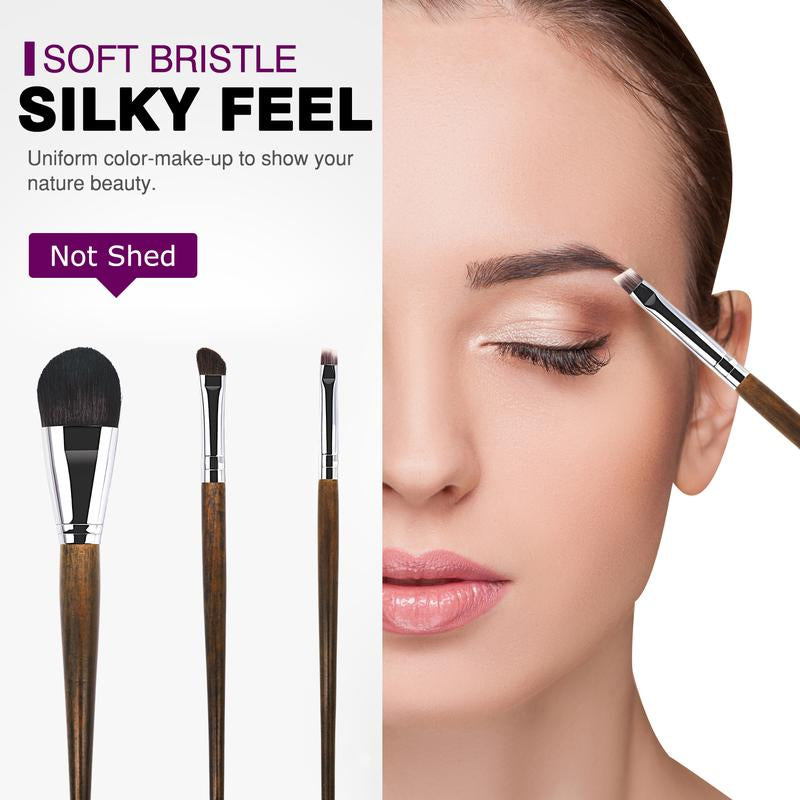 3Pc Slim Peak Wool Eyeshadow Brush Set Soft, Portable & Beginner-Friendly Professional Makeup Tools