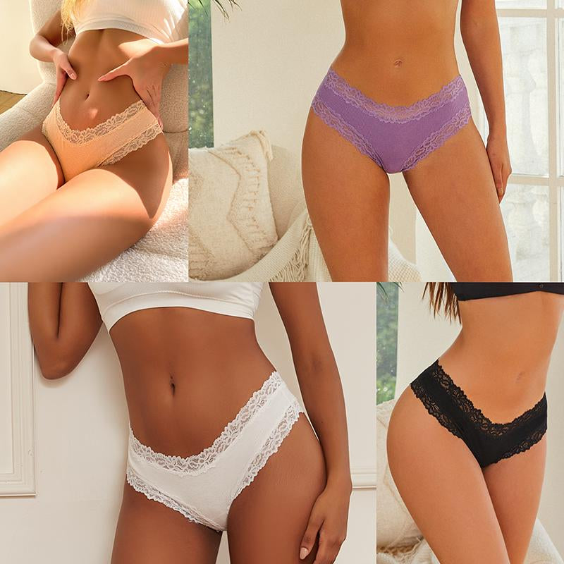 FINETOO 15PCS Women'S Cotton Panties Lace Low Rise Brazilian Panties Soft Breathable Cotton Bikini Ladies Lingerie S-XL
