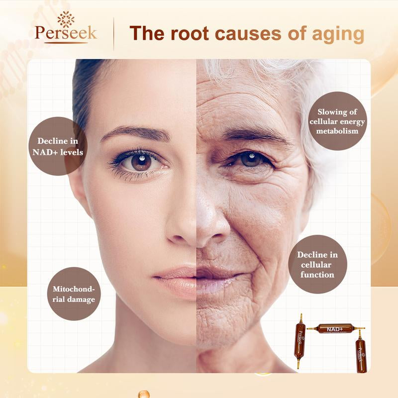 Perseek NAD Advanced Cellular Renewal - 1200Mg NAD Supplement for Skin Aging Support Energy & Focus - 10 Vials