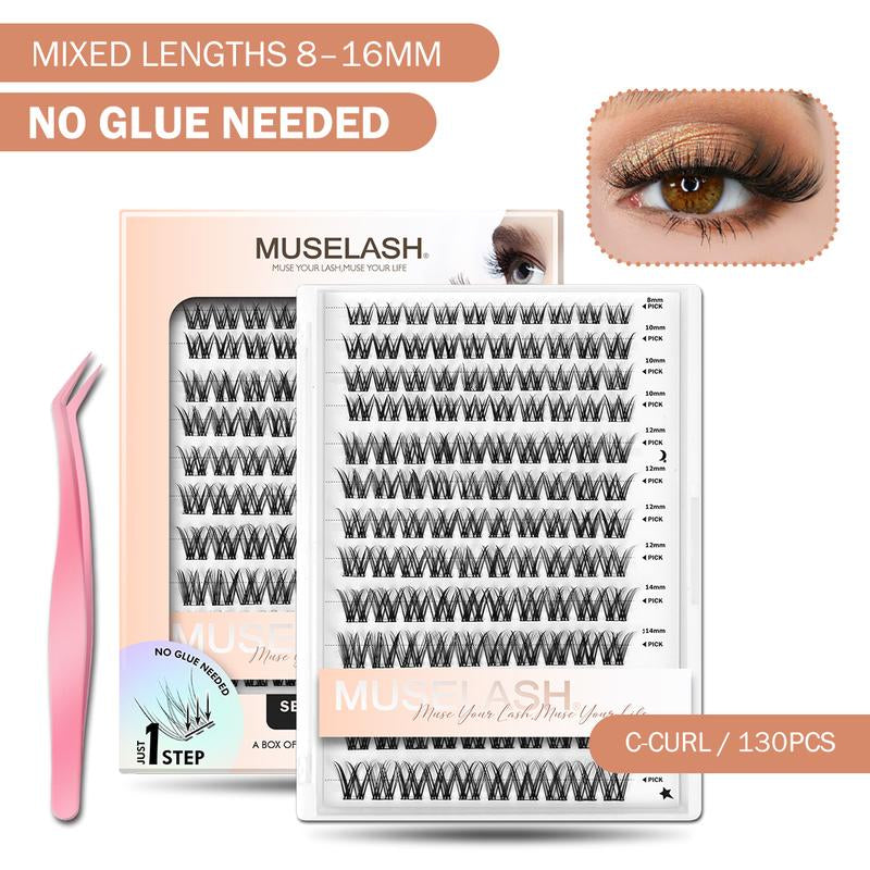 Muselash Self-Adhesive Lash Kit - No Glue Needed, Free of Irritants, Reusable, Mixed Length 6-16Mm, Premium Korean Materials, Easy Application, Cruelty-Free & Vegan
