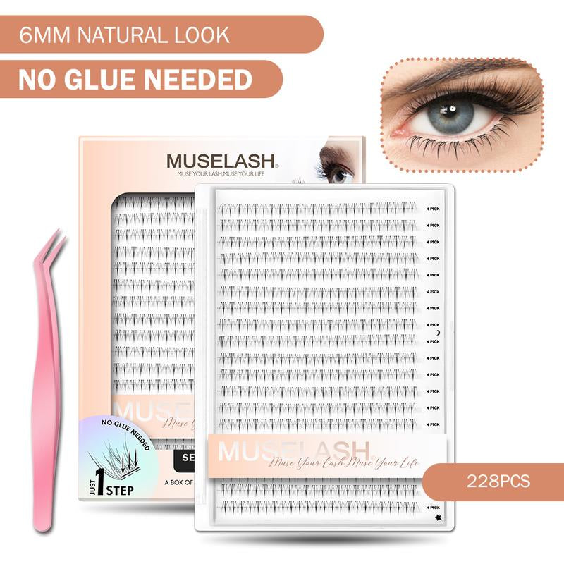 Muselash Self-Adhesive Lash Kit - No Glue Needed, Free of Irritants, Reusable, Mixed Length 6-16Mm, Premium Korean Materials, Easy Application, Cruelty-Free & Vegan