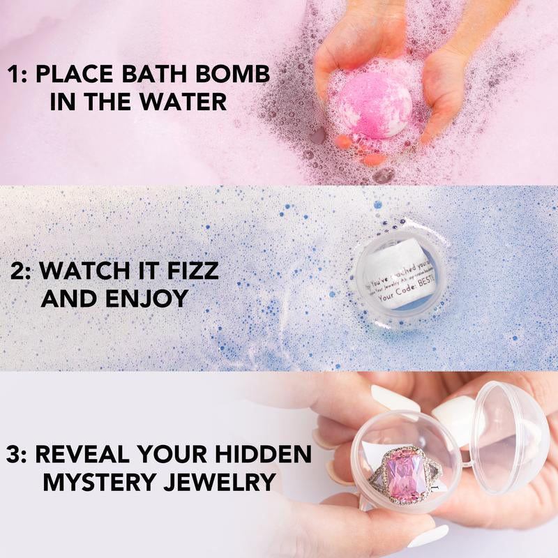 Summer Strawberry Jewelry Bath Bomb with Hidden Gem Layers of Fresh Strawberry & Strawberry Jam Scent Bright Nostalgic & Deliciously Simple Aroma Body Care Blend Scent Skin Repair Cleanser Body Wash Cleansing