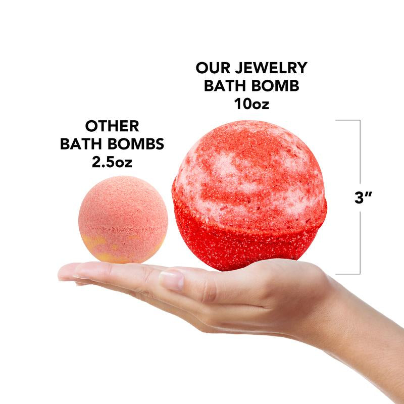 Summer Strawberry Jewelry Bath Bomb with Hidden Gem Layers of Fresh Strawberry & Strawberry Jam Scent Bright Nostalgic & Deliciously Simple Aroma Body Care Blend Scent Skin Repair Cleanser Body Wash Cleansing