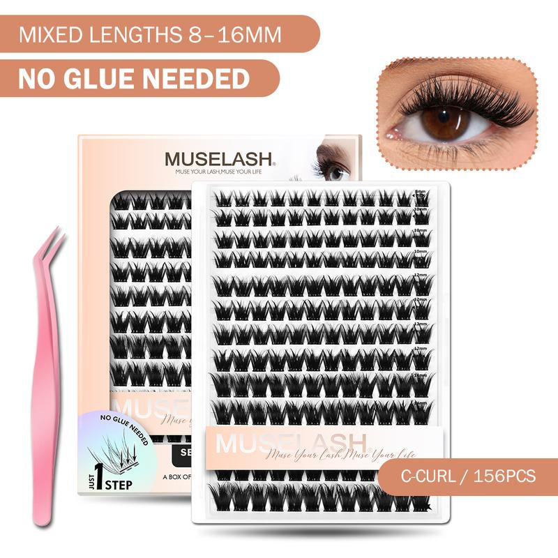 Muselash Self-Adhesive Lash Kit - No Glue Needed, Free of Irritants, Reusable, Mixed Length 6-16Mm, Premium Korean Materials, Easy Application, Cruelty-Free & Vegan