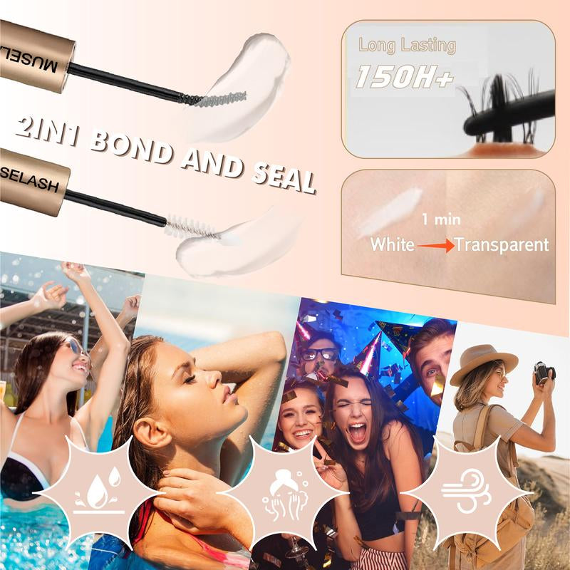 Muselash Self-Adhesive Lash Kit - No Glue Needed, Free of Irritants, Reusable, Mixed Length 6-16Mm, Premium Korean Materials, Easy Application, Cruelty-Free & Vegan