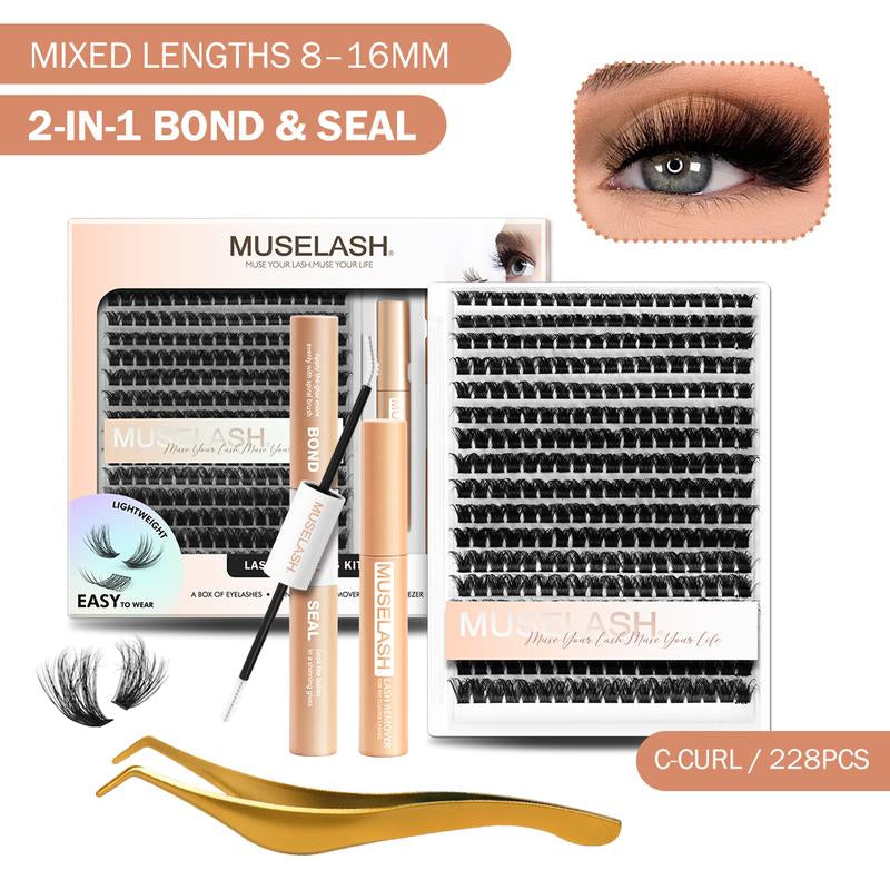 Muselash Self-Adhesive Lash Kit - No Glue Needed, Free of Irritants, Reusable, Mixed Length 6-16Mm, Premium Korean Materials, Easy Application, Cruelty-Free & Vegan