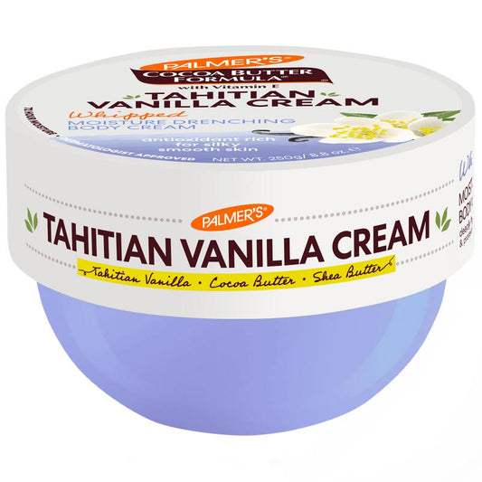 Palmer'S Cocoa Butter Formula Tahitian Vanilla Moisture Drenching Body Cream with Shea Butter & Vitamin E 250G Vegan Friendly Antioxidant Rich for Sensitive Skin
