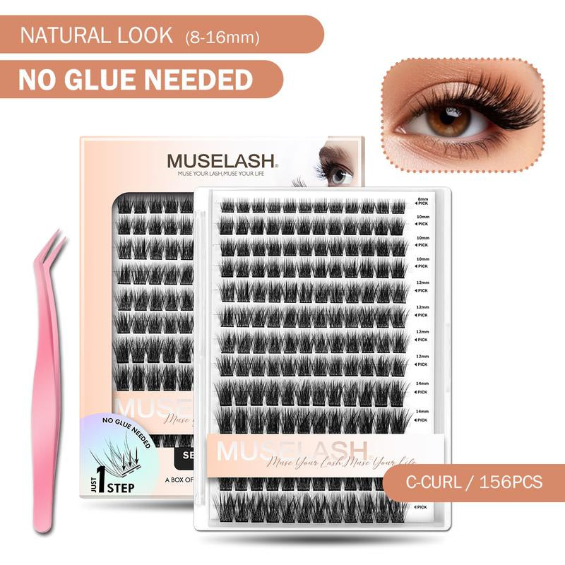 Muselash Self-Adhesive Lash Kit - No Glue Needed, Free of Irritants, Reusable, Mixed Length 6-16Mm, Premium Korean Materials, Easy Application, Cruelty-Free & Vegan