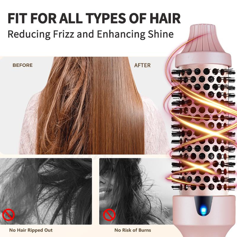 Buetuys 3-In-1 Rotating Curling Iron Brush with LED Display & Ionic Technology - 1.5" Barrel for All Types Auto-Spin Curler Thermal Brush-Pink Straightener Curler Curling Irons Styling Tools Diffuser Curly Crimper Anti-Frizz Sheglam Hair Curl