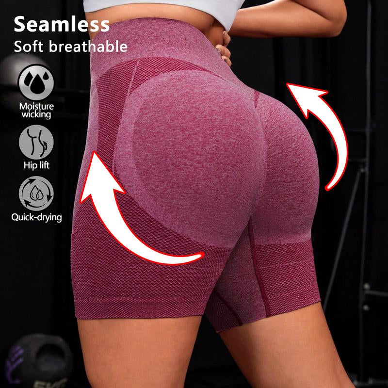 SUOVADUN DK001 Workout Gym Shorts, High Waisted Butt Lifting Scrunch Butt Seamless Booty Shorts Slim Tummy Control Stretchy Activewear Pants Yoga Clothes