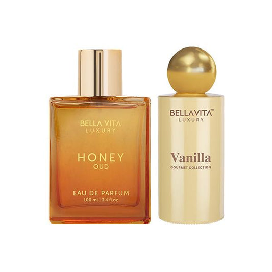 Cupcakes & Cocktails by Bellavita Luxury | 2X100 Ml Perfume Set | Honey Oud & Vanilla | Luxury Unisex Perfume for Men & Women | Long Lasting, Fruity, Floral, Spicy & Woody Notes | Luxury, Vegan & Cruelty Free Eau De Parfum