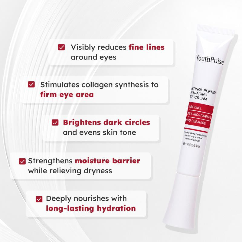 [Youthpulse Official] Retinol Eye Cream for Face & Neck / Peptides / Anti-Wrinkle, Anti-Aging, Brightening & Hydrating/ Helps Reduce Fine Lines & Dark Circles / Plumps, Firms & Lift Hydrate Daily Restore Gentle