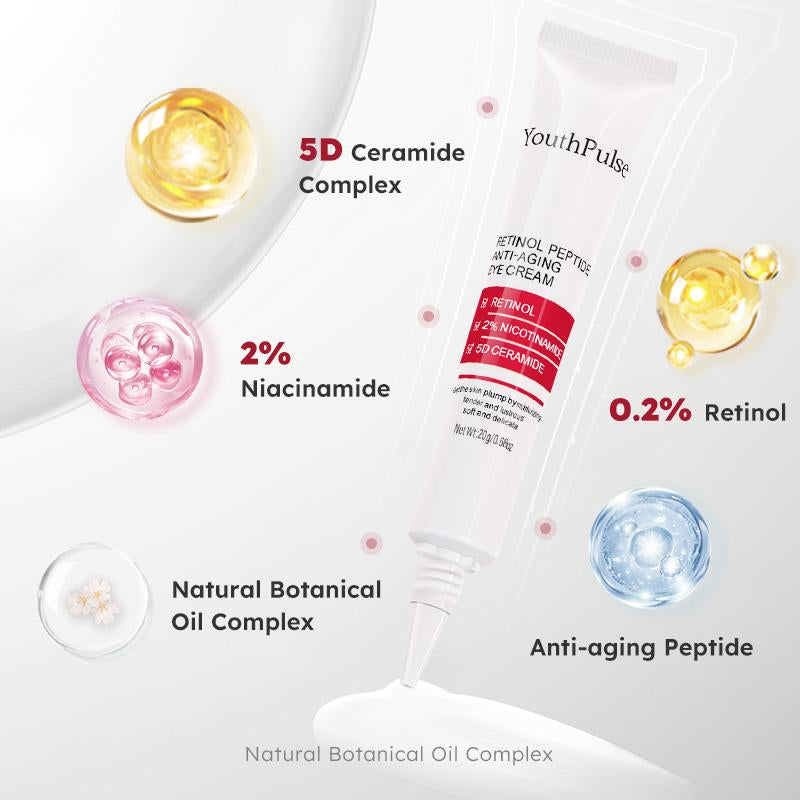 [Youthpulse Official] Retinol Eye Cream for Face & Neck / Peptides / Anti-Wrinkle, Anti-Aging, Brightening & Hydrating/ Helps Reduce Fine Lines & Dark Circles / Plumps, Firms & Lift Hydrate Daily Restore Gentle