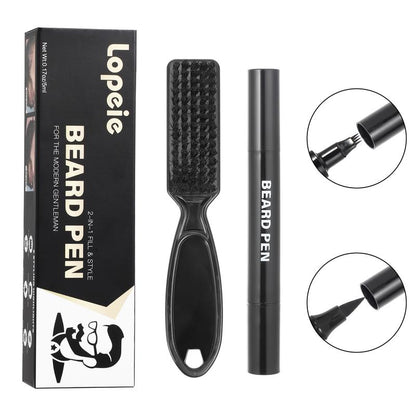 Lopeie Beard Pencil Filler for Men – Waterproof Beard Pen & Brush for Natural Look, Mustache Repair & Beard Enhancer (Black)