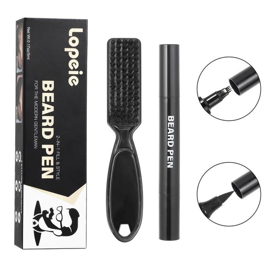 Lopeie Beard Pencil Filler for Men – Waterproof Beard Pen & Brush for Natural Look, Mustache Repair & Beard Enhancer (Black)