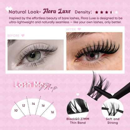 OKAYLOVE Lash Clusters Kit with Long-Lasting Lash Bond and Seal,Tweezers and Remover for DIY Eyelash at Home for Natural Makeup