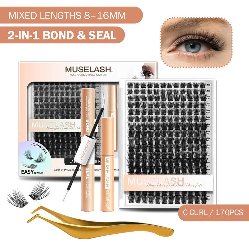 Muselash Self-Adhesive Lash Kit - No Glue Needed, Free of Irritants, Reusable, Mixed Length 6-16Mm, Premium Korean Materials, Easy Application, Cruelty-Free & Vegan