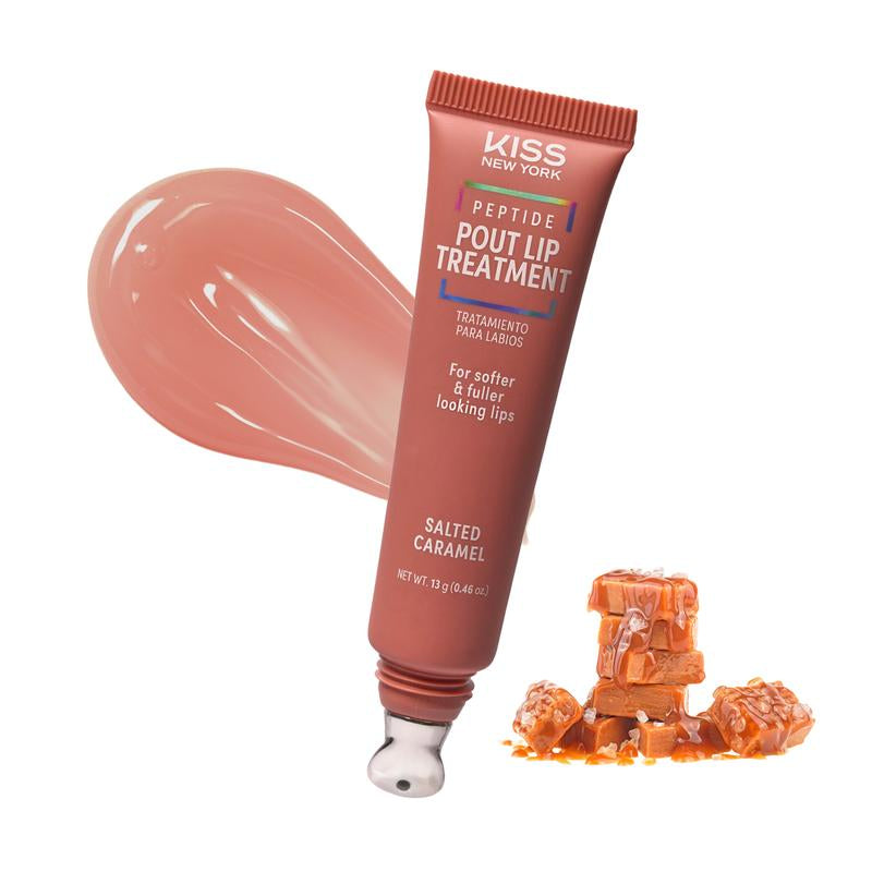 KISS NEW YORK Peptide Lip Treatment, Hydrating & Non-Sticky Tinted Plumping Balm, Shea Butter, Castor Oil & Squalene Reduces Look of Fine Lines, Softer & Fuller Lips with Cooling Metal Tip