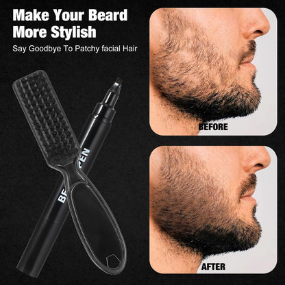 Lopeie Beard Pencil Filler for Men – Waterproof Beard Pen & Brush for Natural Look, Mustache Repair & Beard Enhancer (Black)
